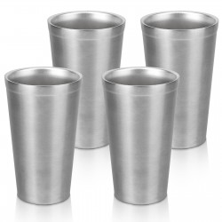 Garfry Metal Drinking Cups, Stackable 304 Stainless Steel Cups Double Wall Small Metal Insulated Drinking Cups Glasses for Home Restaurant Party Camping